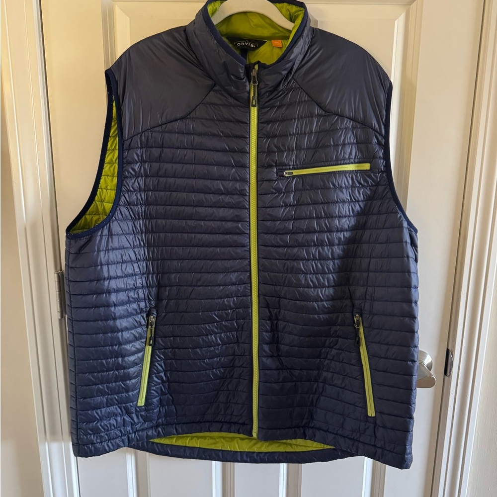 Orvis Quilted Blue and Green Vest with Athletic Style